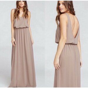 Show Me Your MuMu OPEN BACK Maxi DRESS SMALL beige bridesmaid